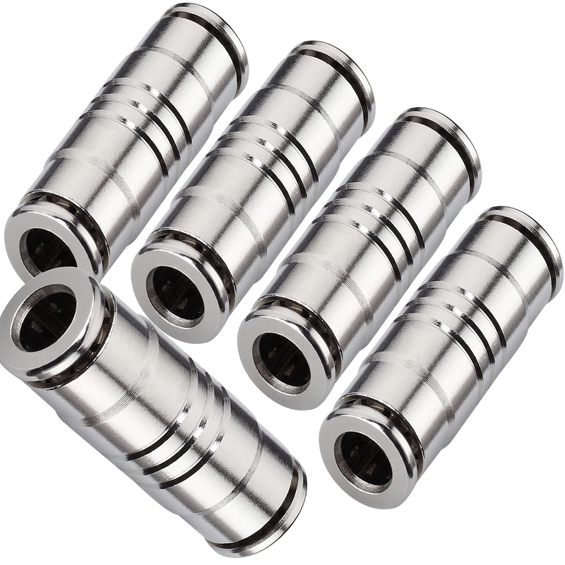 [Australia - AusPower] - Utah Pneumatic Push To Connect Air Line Fittings 1/4"Od Union Straight Tube Connector Air Fittings Quick Connect Push Lock Fittings Air Bag Fittings Pneumatic Tube Fittings Plated Brass Push (5 Pack) 