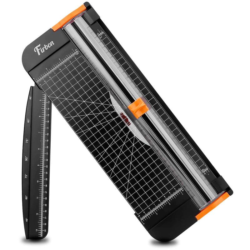 [Australia - AusPower] - Firbon A4 Paper Cutter 12 Inch Titanium Paper Trimmer Scrapbooking Tool with Automatic Security Safeguard and Side Ruler for Craft Paper, Coupon, Label and Cardstock (Black) 