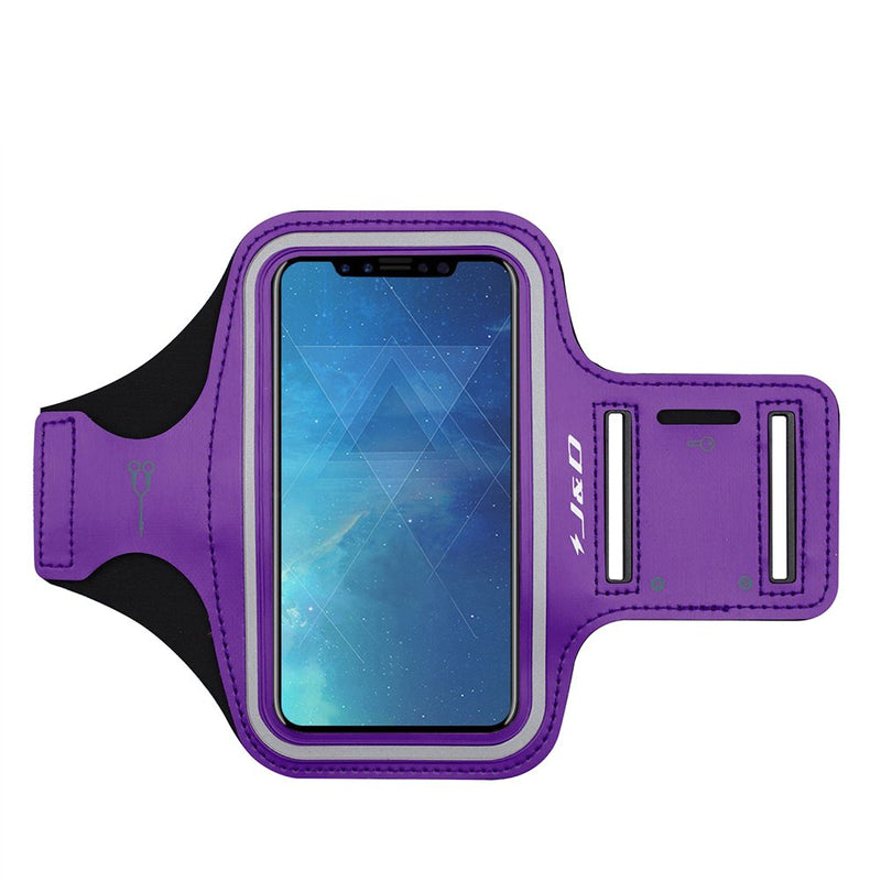 [Australia - AusPower] - J&D Armband Compatible for iPhone Xs/iPhone XR/iPhone X/iPhone 8/iPhone 7/iPhone 6S/iPhone 6 Armband, Sports Armband with Key Holder Slot, Perfect Earphone Connection While Workout Running Purple 