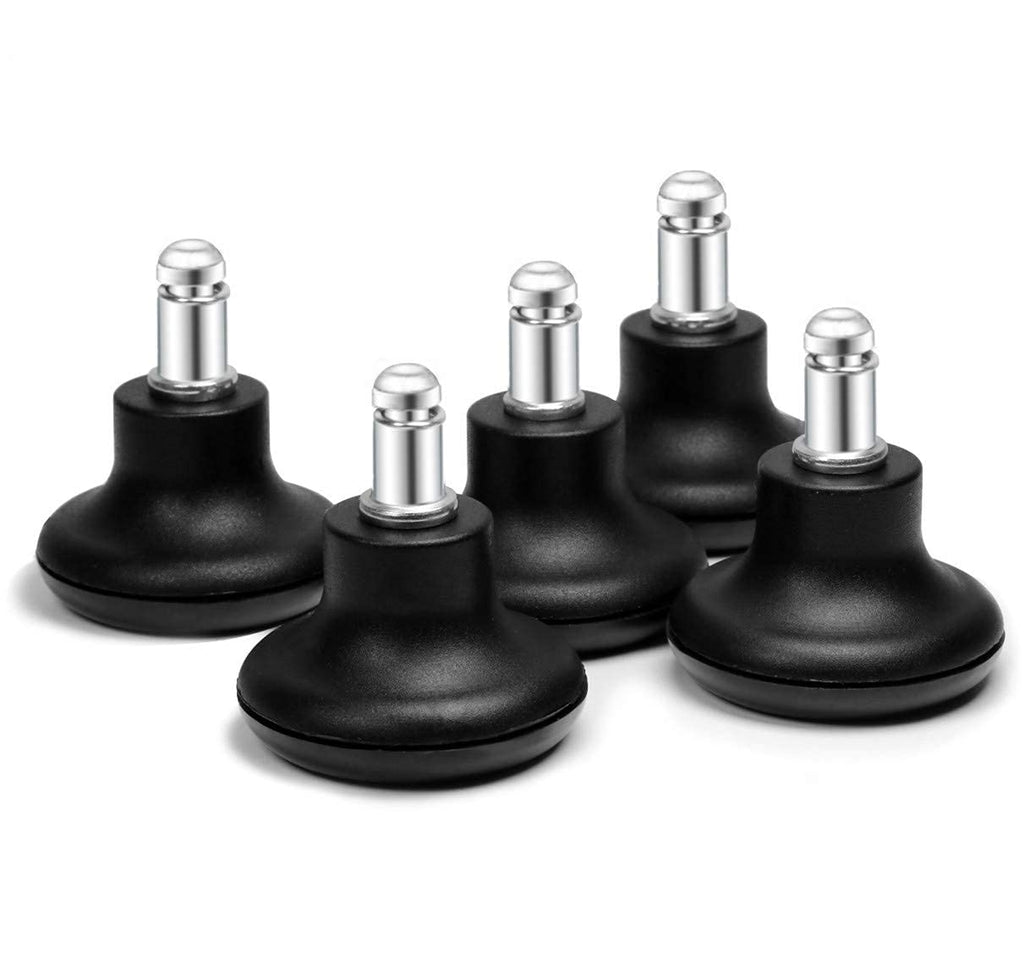 [Australia - AusPower] - Bell Glides Replacement Office Chair or Stool Swivel Caster Wheels to Fixed Stationary Castors, Low Profile Bell Glides with Soft Rubber Bottom Instead of Self Felt Pads, Chair Feet Wheel Stopper 