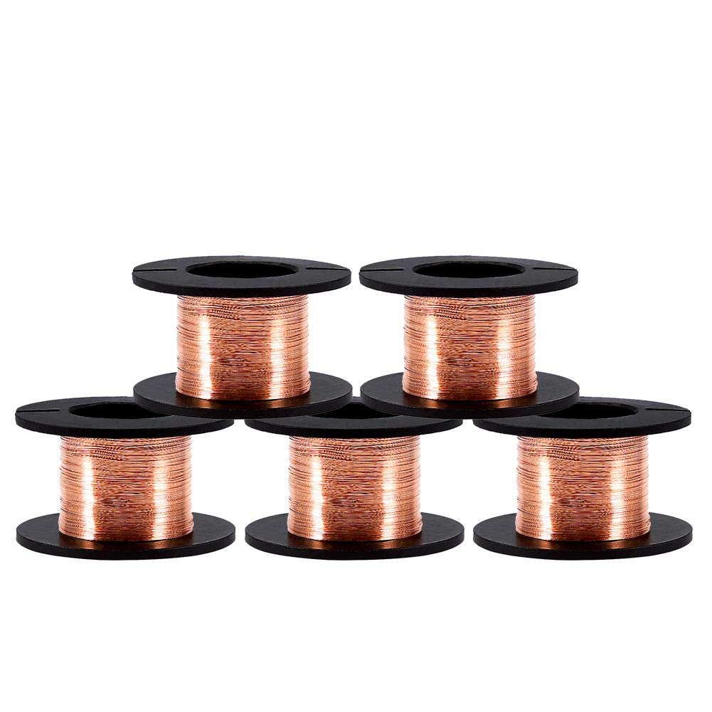 [Australia - AusPower] - 5pcs Enameled Copper Wire Magnet Winding Wire 0.1mm Thickness 12m Length for Connecting or Soldering Purpose Natural 