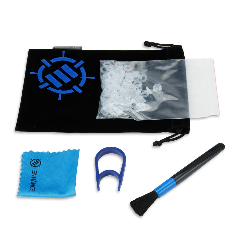 [Australia - AusPower] - ENHANCE Mechanical Keyboard O Ring Ultra-Quiet Switch Dampeners Damper Firm 50A Clear (140pcs), Key Cap Remover, Cleaning Brush, Cloth and Accessory Bag - Mod Kit for Cherry MX, TTC, Kaihua 50A (Firm) 