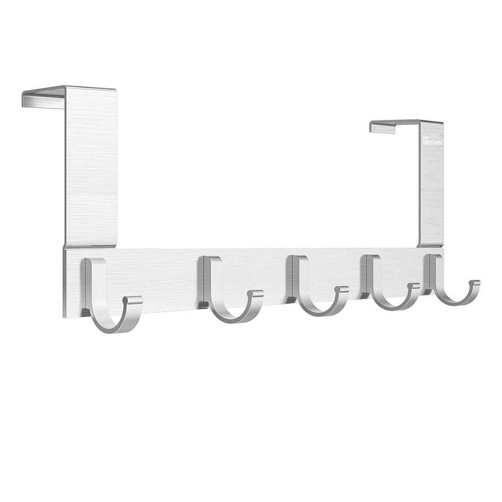 [Australia - AusPower] - Over The Door Hook Organizer Rack, Anjuer Metal Coat Hanger Door 5 Hooks Hanger 5 hook 