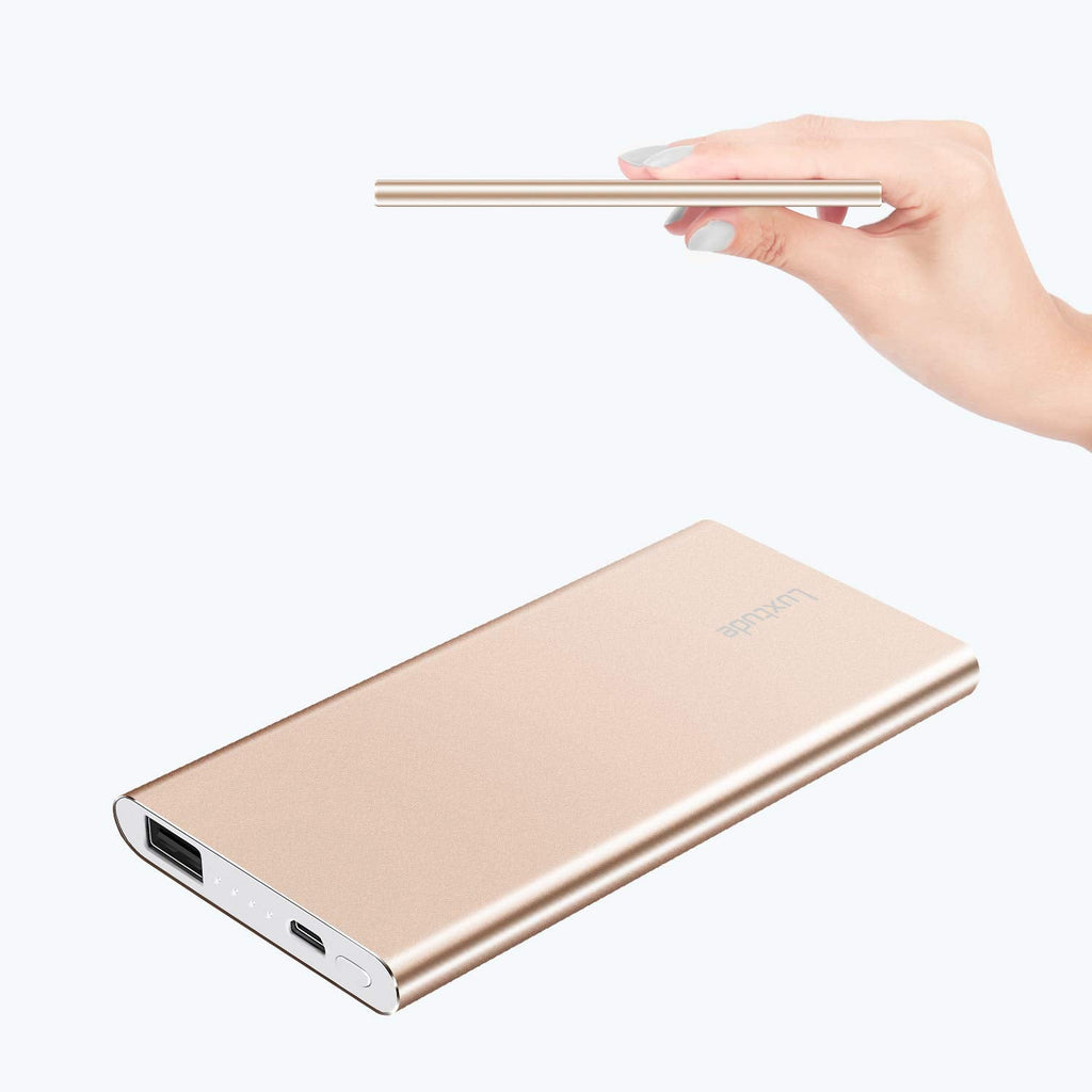[Australia - AusPower] - Luxtude Ultra Slim Portable Charger, 5000mAh Lightweight Small Power Bank, 2.4A Fast Charging Portable Phone Charger, Li-Polymer External Battery Pack for iPhone, Android, Samsung Galaxy etc.-Gold 1.Gold (on sale) 