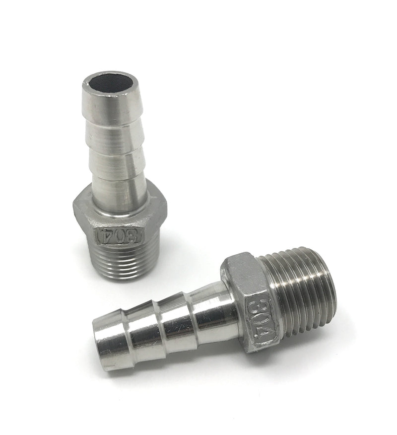 [Australia - AusPower] - CONCORD 304 Stainless Steel 1/2" Barb Hose to 1/2" NPT Home Brew Fitting. 2 Pack 