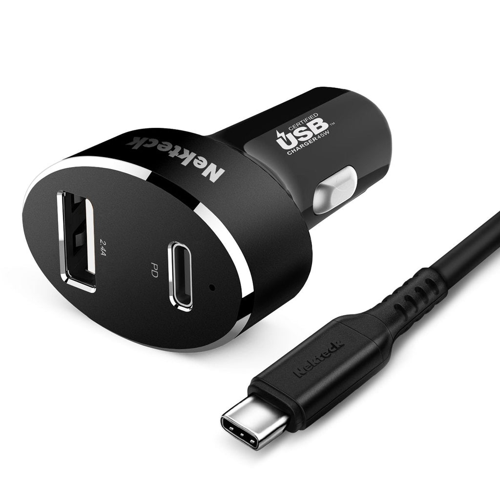[Australia - AusPower] - Type C Car Charger, Nekteck USB Car Charger with 45W Power Delivery and 12W USB A Port Compatible with iPhone, iPad, MacBook, Galaxy, Google Pixel, 3.3ft USB C Cable Included, NOT Ideal for Note10+PPS 