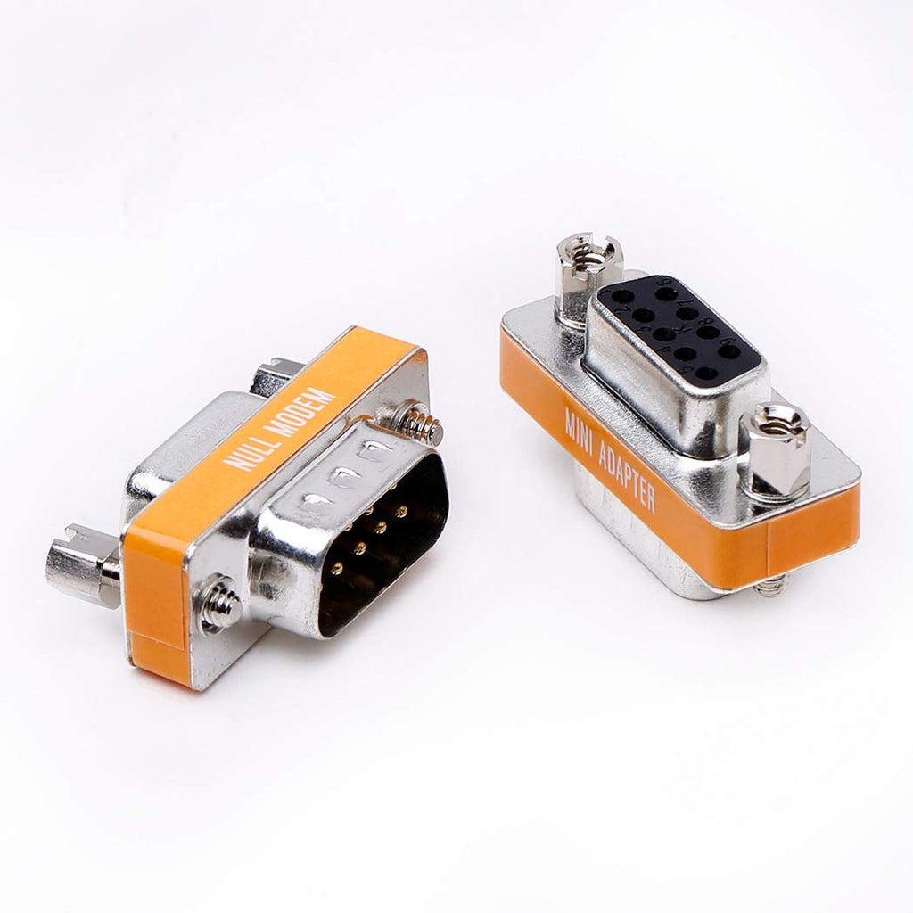 [Australia - AusPower] - DB9 null modem male to female slimline data transfer serial port adapter 2 Pack 