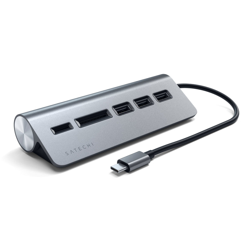 [Australia - AusPower] - Satechi USB-C Combo Hub for Desktop - USB-A 3.0 Data Ports & Micro/SD Card Readers - Compatible with Apple Studio Display, 2021 iMac M1, 2019/2017 iMac, 2020 MacBook Pro/ Air M1(Space Gray) Space Gray 