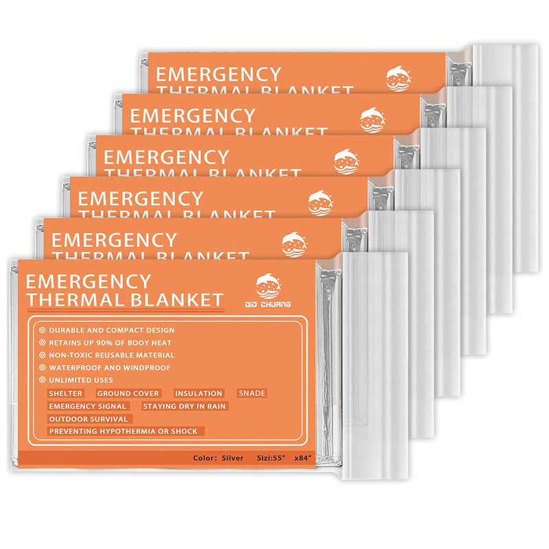 [Australia - AusPower] - Emergency Mylar Thermal Blankets -Space Blanket Survival kit Camping Blanket (Pack of 6). Perfect for Outdoors, Hiking, Survival, Bug Out Bag ，Marathons or First Aid 