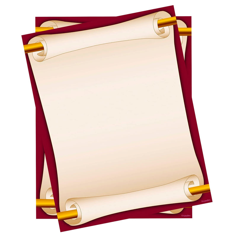 [Australia - AusPower] - Geographics Burgundy Scroll Letterhead Paper, 24 lb. Design Paper, 8.5 x 11" (Pack of 100) 