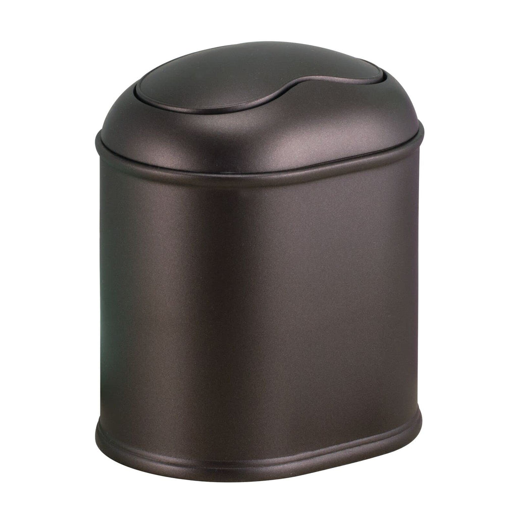 [Australia - AusPower] - mDesign Modern Plastic Mini Wastebasket Trash Can Dispenser with Swing Lid for Bathroom Vanity Countertop or Tabletop - Dispose of Cotton Rounds, Makeup Sponges, Tissues - Bronze 