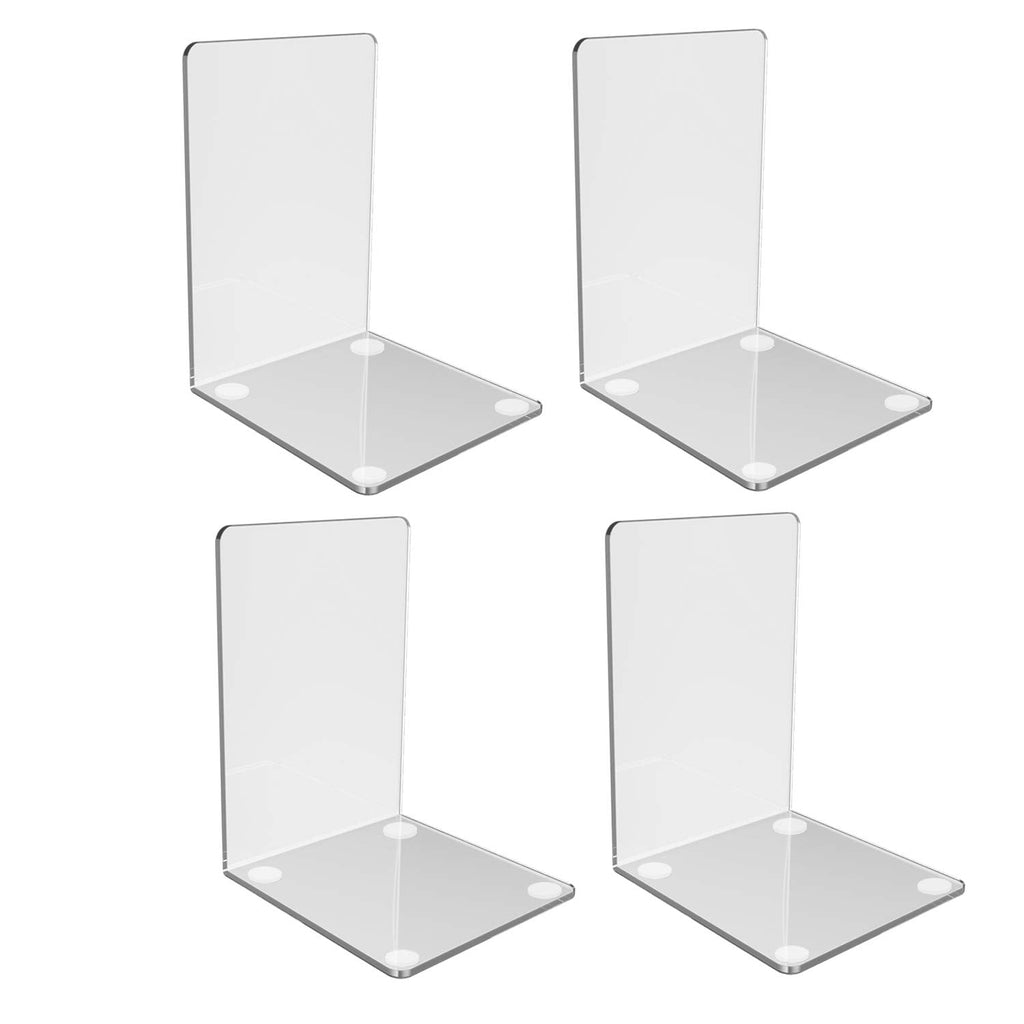 [Australia - AusPower] - Plastic Acrylic Bookends Clear Design Non-Slip Bookracks for Bedroom Library Office School Decoration Gift (Transparent 2 Pairs) 