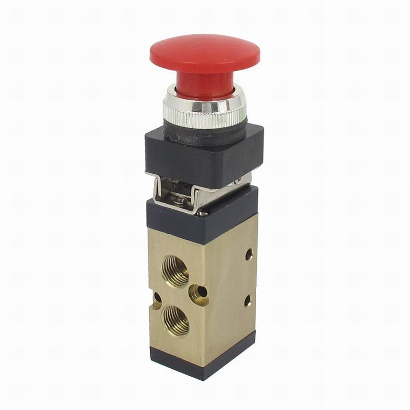 [Australia - AusPower] - Ucland MSV-86522PB 1/4" PT 2/5 Way Momentary Red Mushroom Button Air Mechanical Valve 