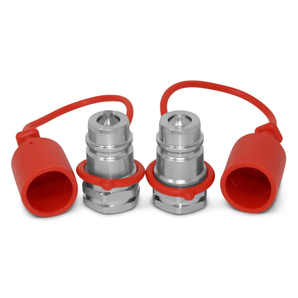 [Australia - AusPower] - 2 Pack - 1/2" Ag ISO 5675 Hydraulic Quick Connect Male Coupler, Poppet Valve, 8 SAE/ORB (3/4"-16) Thread 