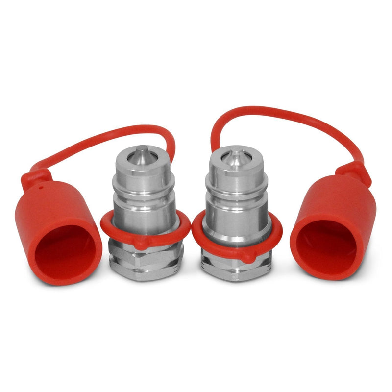[Australia - AusPower] - 2 Pack - Ag ISO 5675 Hydraulic Quick Connect Male Coupler, Poppet Valve, 7/8"-14 ORB Thread 