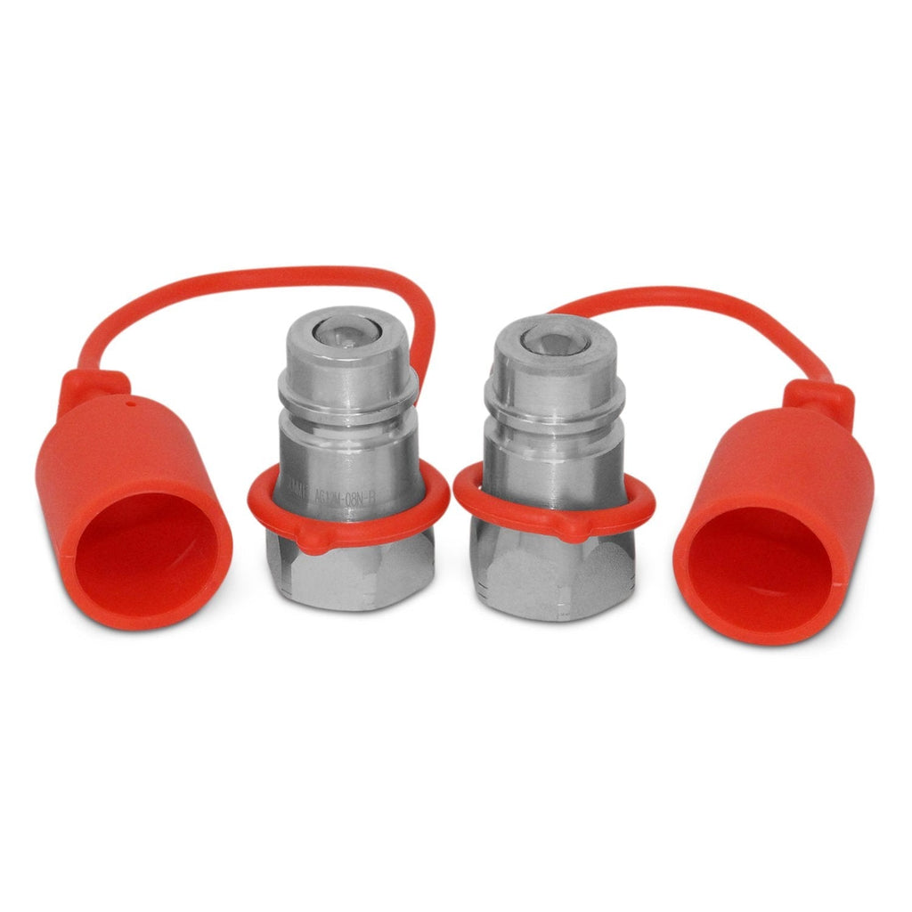 [Australia - AusPower] - 2 Pack - 1/2" Ag ISO 5675 Hydraulic Quick Connect Male Coupler, Ball Valve, 1/2" NPT 