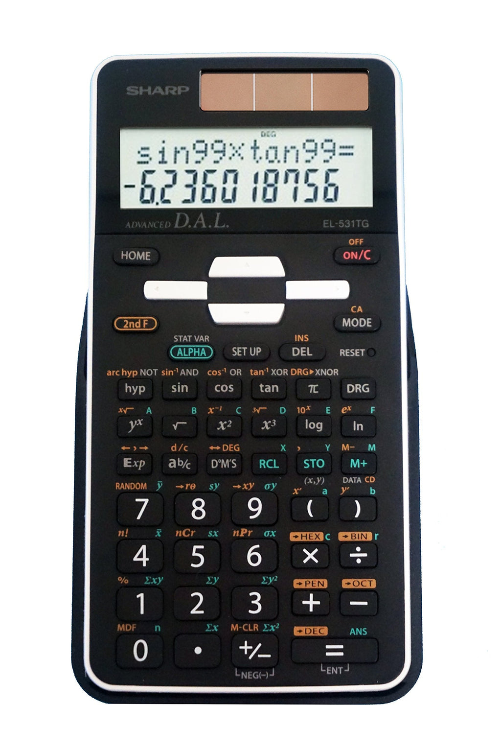 [Australia - AusPower] - Sharp EL-531TGBBW 12-Digit Scientific/Engineering Calculator with Protective Hard Cover, Battery and Solar Hybrid Powered LCD Display, Great for Students and Professionals, Black,Black and White Black and White 
