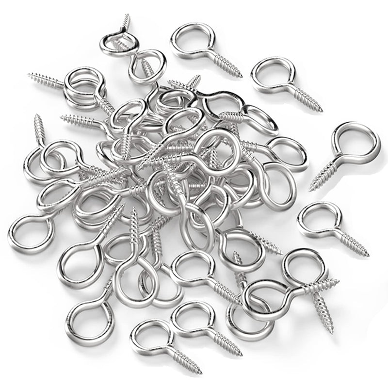 [Australia - AusPower] - Axe Sickle Silver 1 inch Screw Eyes Metal Eye Hooks Small Eyelet Screws, 100 Pcs 