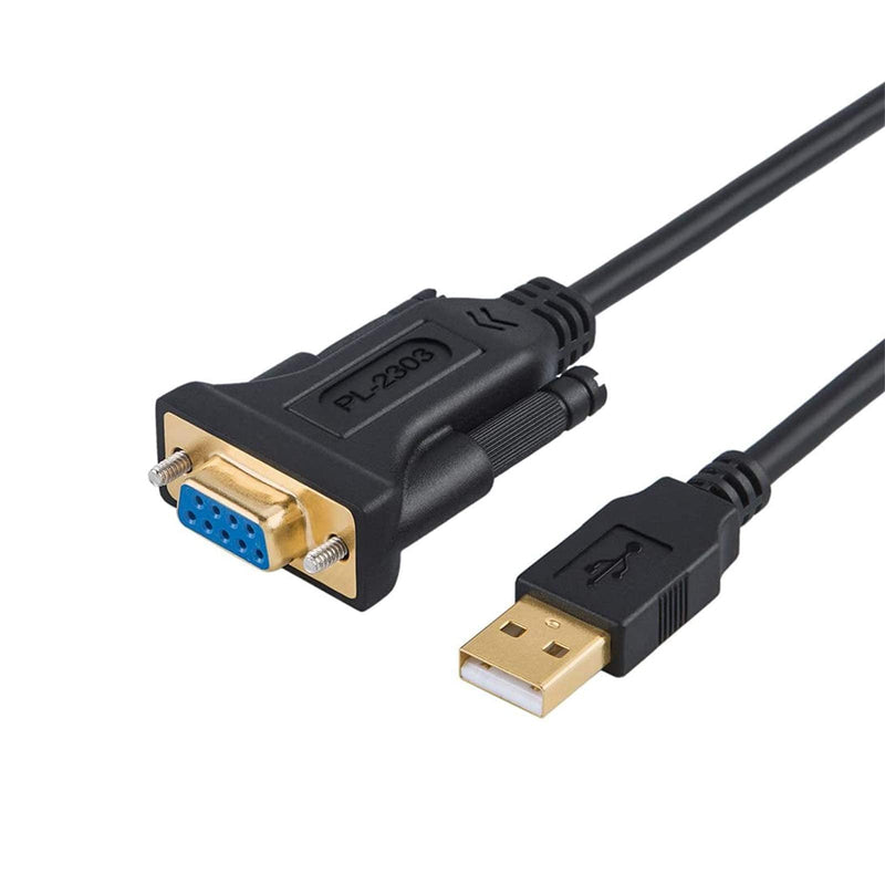 [Australia - AusPower] - USB to RS232 Adapter with PL2303 Chipset, CableCreation 6.6ft USB 2.0 Male to RS232 Female DB9 Serial Converter Cable for Cashier Register, Modem, Scanner, Digital Cameras, CNC,Black 6.6ft/2M 