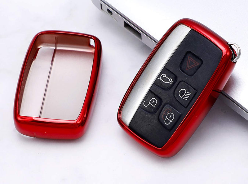 [Australia - AusPower] - Horande Soft TPU Protector Key Fob Cover Case fit for Range Rover Evoque Velar Discovery Land Rover LR2 LR4 Sport and Jaguar XF XJ XE F-PACE F-Type Keyless Entry Key Fob red 