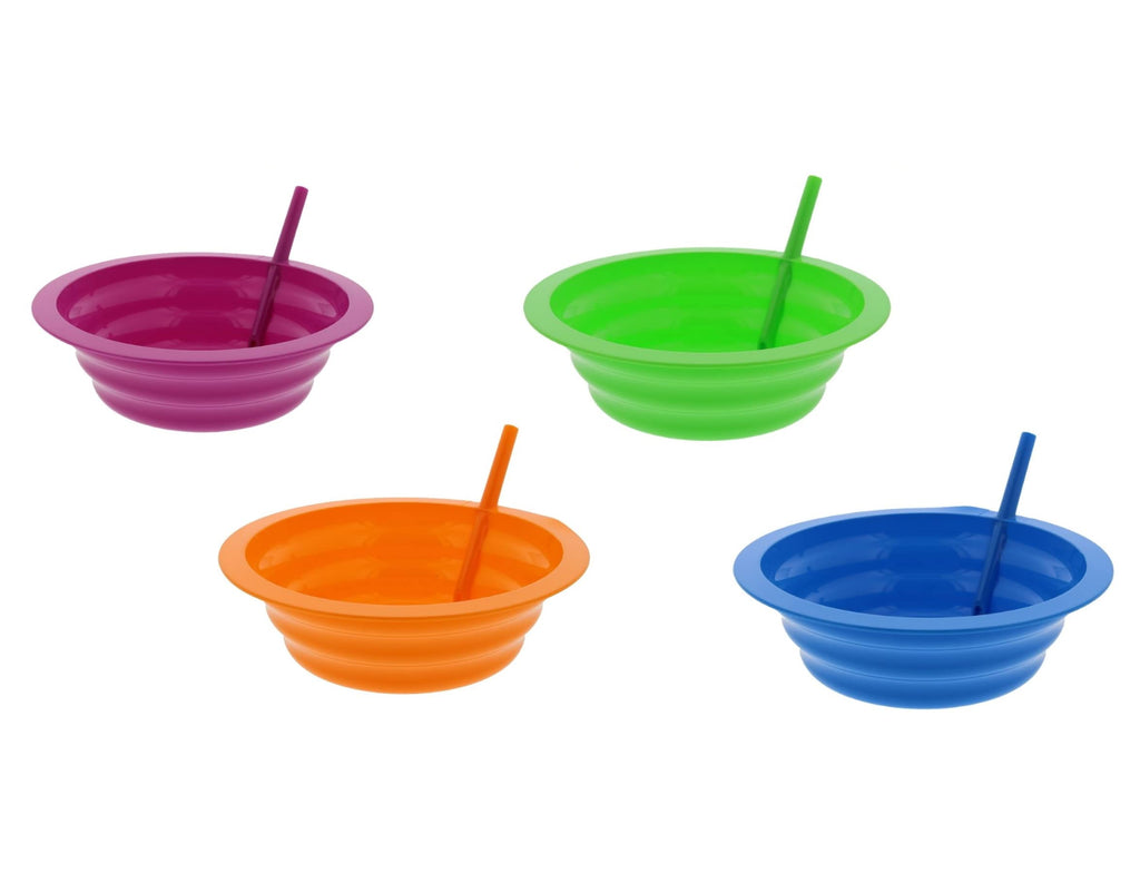 [Australia - AusPower] - Arrow Home Products Sip-A-Bowl Set, 22oz, 4pk - BPA Free Straw Bowls for Kids To Sip Up Every Drop Without the Mess - Made in the USA, Great for Cereal, Ice Cream, Soup, Milk - Assorted Colors Solid Colors may vary 