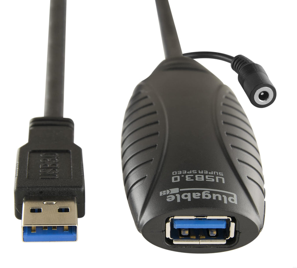 [Australia - AusPower] - Plugable 10 Meter (32 Foot) USB 3.0 Active Extension Cable with AC Power Adapter and Back-Voltage Protection 
