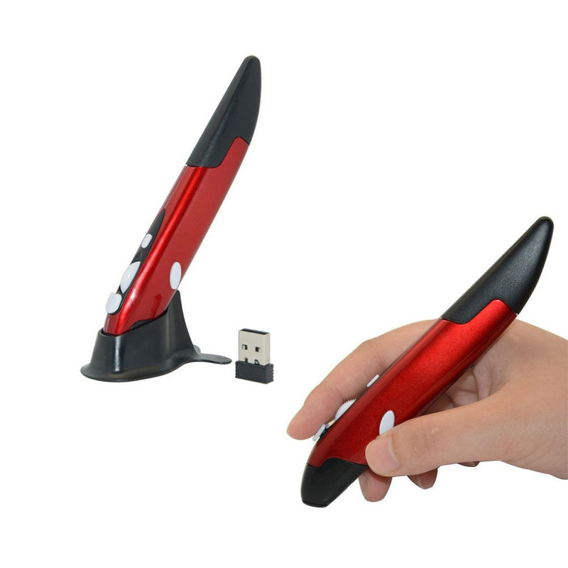 [Australia - AusPower] - 2.4GHz USB Wireless Optical Pen Mouse Smart Mouse for PC Laptop Computer (Red) 