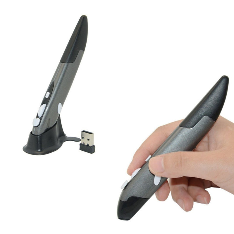 [Australia - AusPower] - 2.4GHz USB Wireless Optical Pen Mouse Smart Mouse for PC Laptop Computer (Grey) Grey 