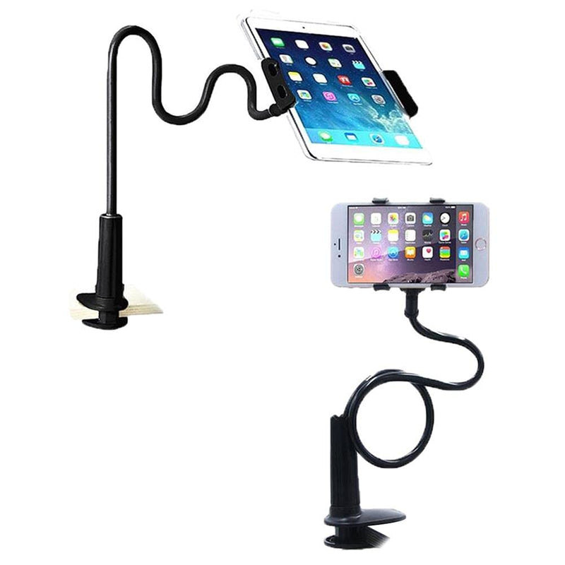 [Australia - AusPower] - Cell Phone Stand Holder Tablet Mount with Clamp Clip for Bed Desk Gooseneck Mount Flexible Long Arm Lazy Bracket for Phone Tablet iPad Clamp Stand Clip for 3.5 to 7.9 inches Device (Black) Black 