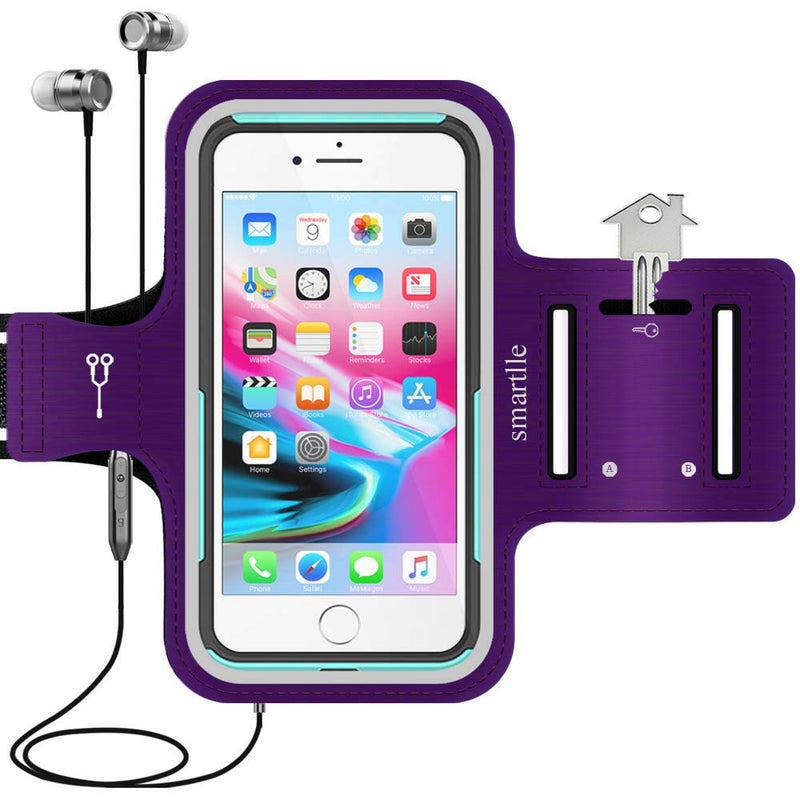 [Australia - AusPower] - Smartlle Phone Running Armband Cell Phone Holder for iPhone 13 12 11 Pro Max Xs Max XR 8 7 6s Plus, Samsung Galaxy S21+ Ultra, S20 FE + S10+/ Note 9, Pixel, Fitness Gym Sports Gear-Purple Purple 