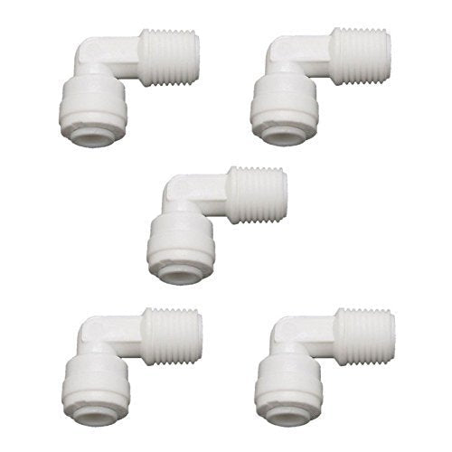 [Australia - AusPower] - Lemoy 1/4 inch Male Thread to 1/4 inch Tube Elbow Quick Connect Ro Reverse Osmosis Water Filter Fitting Male Elbow Pack of 5 