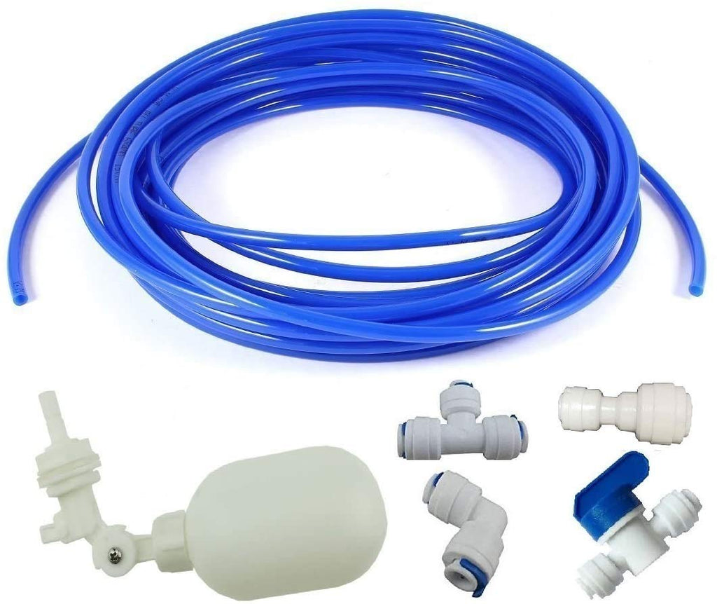 [Australia - AusPower] - 1/4 inch Tube Float Valve Kit for RO Water Reverse Osmosis System water filter Push in to Connect Pipe Hose Tube Fittings CCK tube（ball valve +L+15 feet pipe） (blue) 