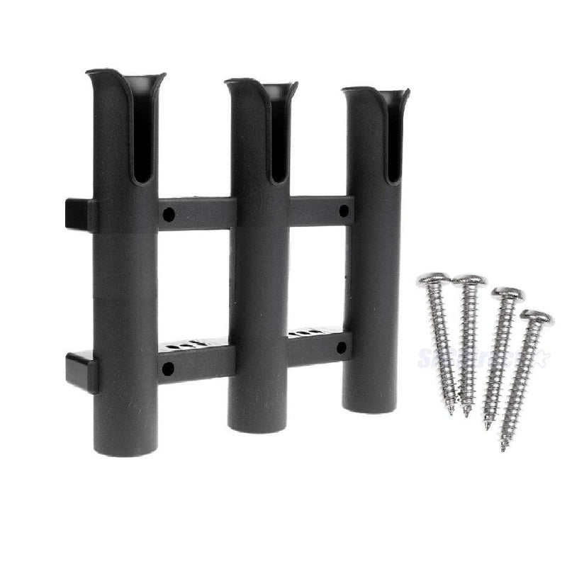 [Australia - AusPower] - Kglobal Fishing Rod Holder Bracket, Tube 3 Rod Rack, Fishing Rod for Boat Kayak Garage Storage or Truck with Screws Side-Mount Black 