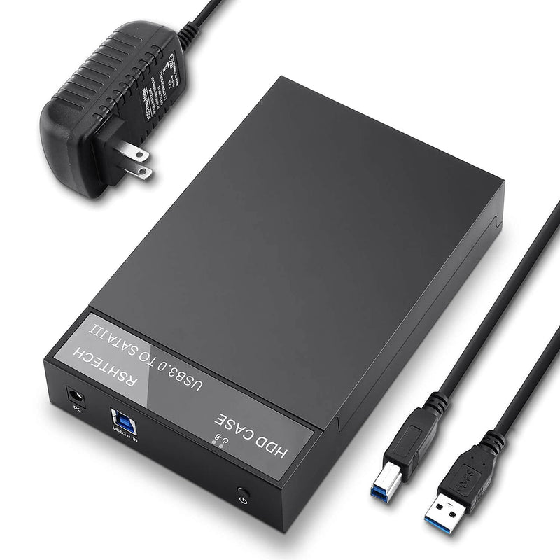 [Australia - AusPower] - Hard Drive Enclosure, RSHTECH USB 3.0 to SATA External Hard Drive Docking Station for 3.5 inch SATA I/II/III HDD SSD Up to 16TB Support UASP (Black) 