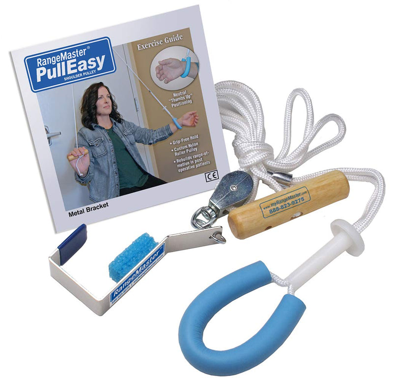 [Australia - AusPower] - RangeMaster PullEasy Shoulder Pulley with Patient Guide │Physical Therapy Shoulder Pulley │ Aids with Shoulder Surgery Recovery │ Grip-Free Hold │ Metal Bracket Door Attachment 