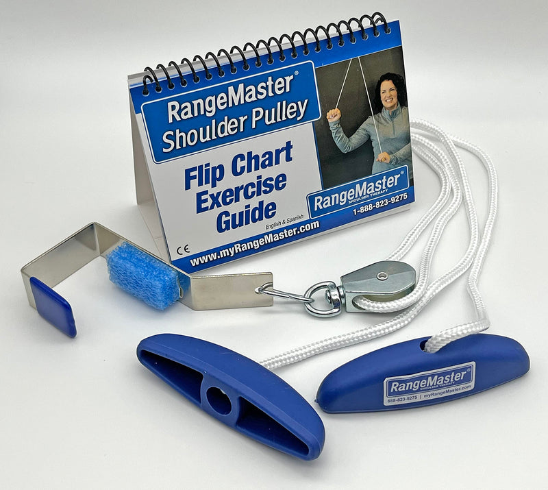 [Australia - AusPower] - RangeMaster Molded Rubber Handle Shoulder Pulley │ Physical Therapy Tool │ Aids in Recovery and Rehabilitation │ Increases Mobility │ Metal Bracket Door Attachment 