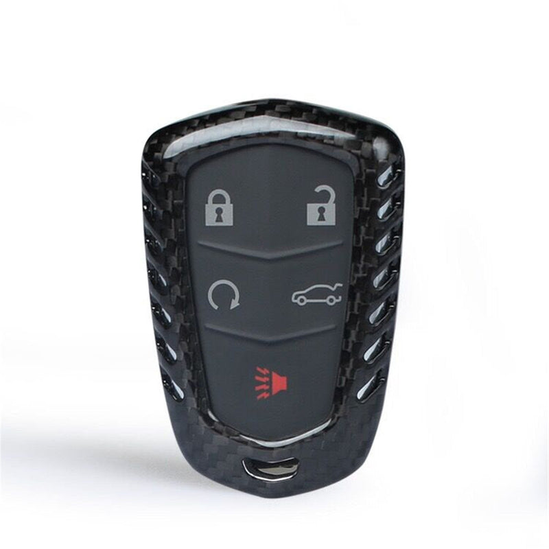 [Australia - AusPower] - MissBlue Carbon Fiber Key Fob Cover For Cadillac ATS ATS-L ATS-V CT6 CTS CTS-V Escalade SRX XT4 XT5 XTS Car Remote Key, Light Weight Glossy Finish Key Fob Protection Case - Shield Logo - Black 