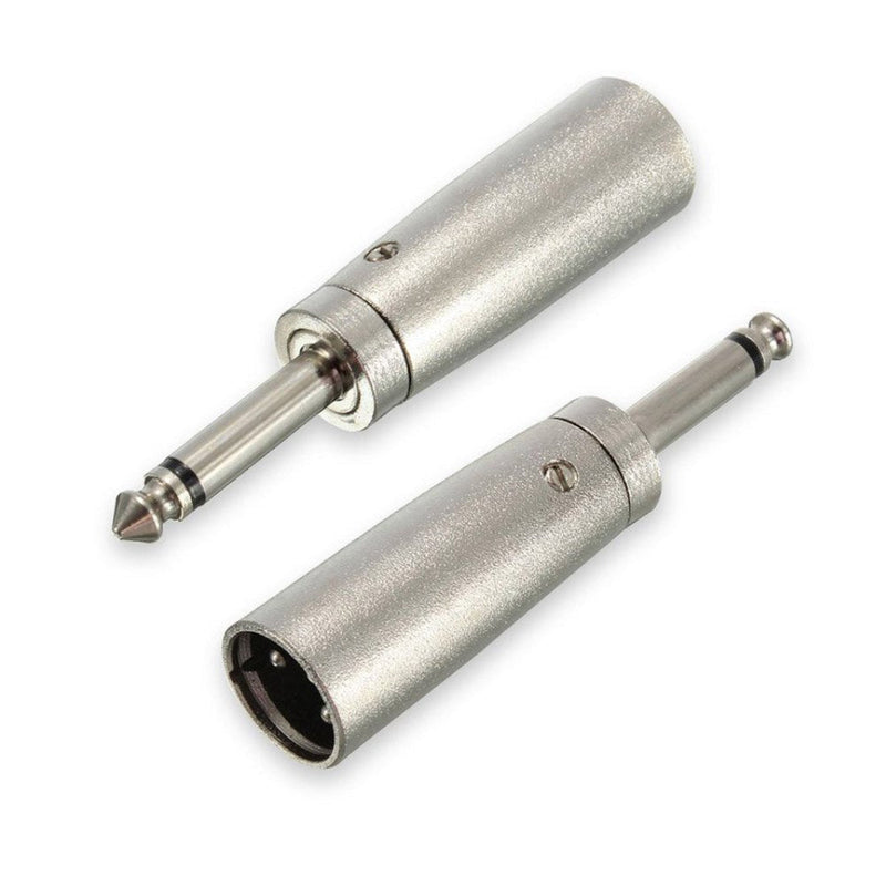 [Australia - AusPower] - HTTX XLR to 6.35mm Adapter, Mono 1/4" 6.35mm Male to XLR Male Connector Professional Metal Construction Mic Jack Plug Converter (2 Pack) 