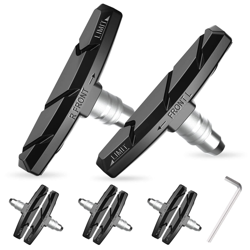 [Australia - AusPower] - Bike Brake Pads Set, Alritz 3 Pairs Road Mountain Bicycle V-Brake Blocks Shoes with Hex Nut and Shims, No Noise No Skid, 70mm, for Front and Back Wheel Black 