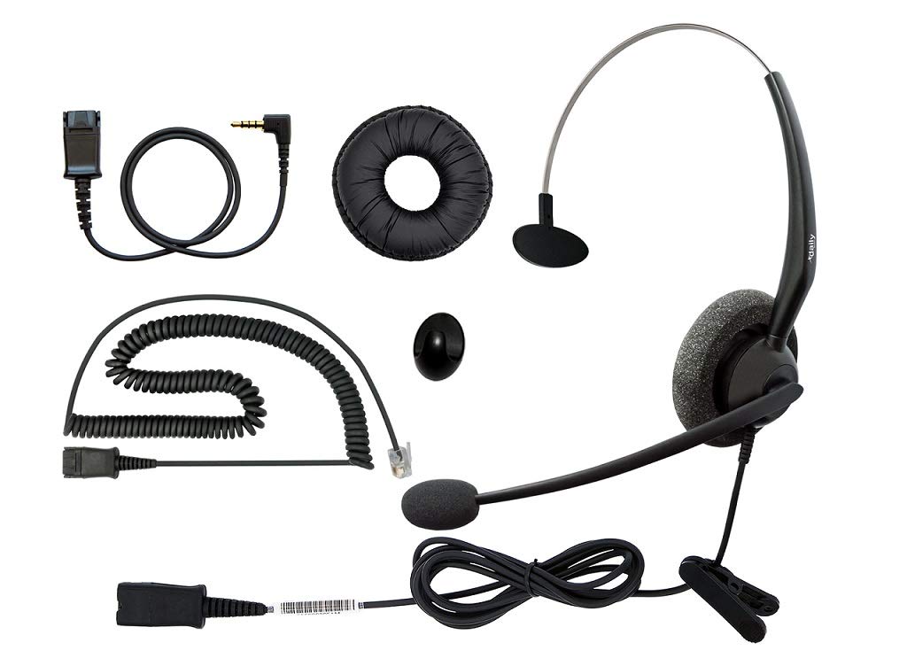 [Australia - AusPower] - RJ9 Corded Phone Headset for Grandstream Yealink Snom Panasonic IP Phones, Noise Cancelling Microphone Plus 3.5mm Connector 