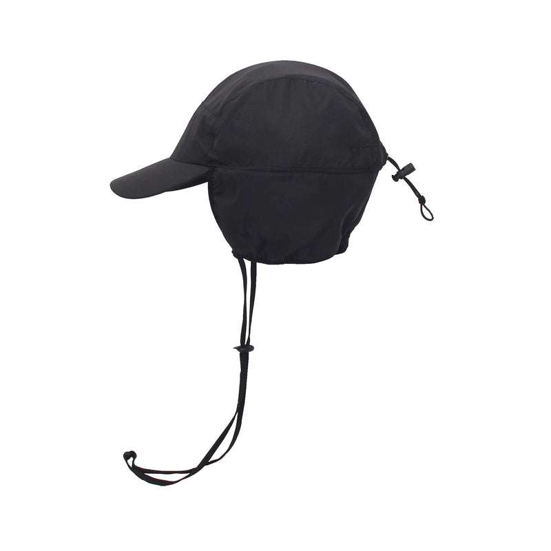 [Australia - AusPower] - Winter Baseball Earflap Cap with Detachable Windproof Strap Fleece Inside Cap Water Repellency Outdoor Cap Adult (Black) 