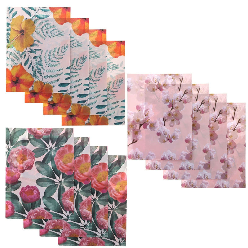 [Australia - AusPower] - Decorative 2-Pocket Folders, Plastic, Letter Size, 3 Floral Designs (12 Pack) 