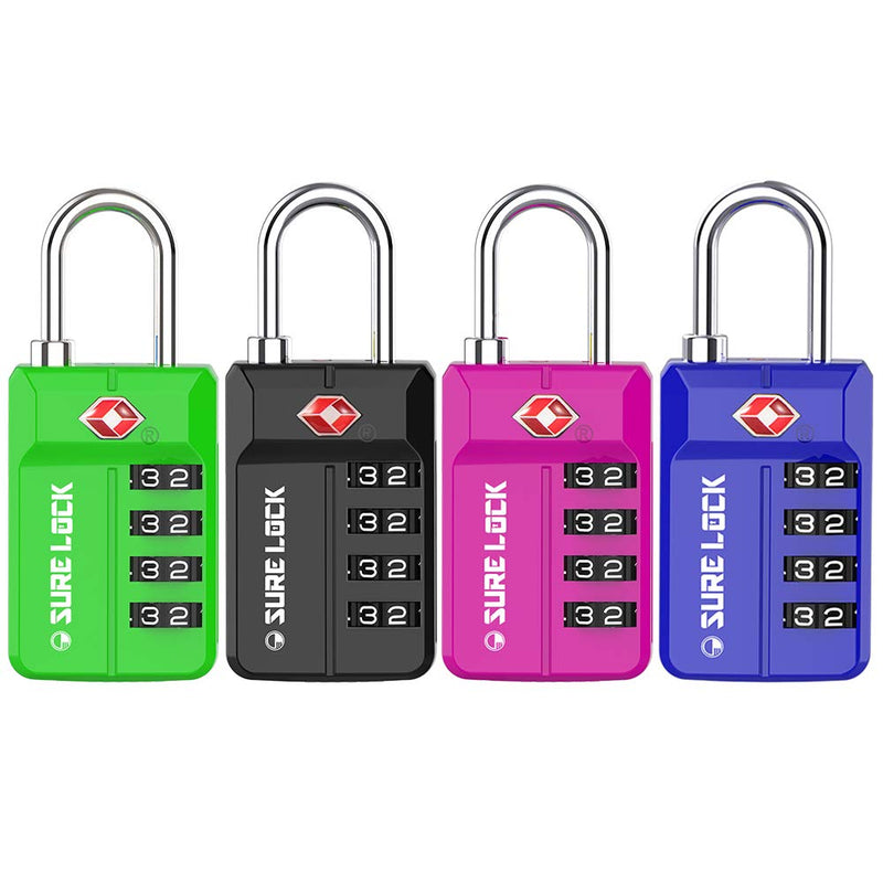 [Australia - AusPower] - TSA Approved Travel Luggage Locks, Open Alert Combination Lock for School Office & Gym Locker ,Toolbox, Pelican Case,Easy Read Dials- 1, 2 & 4 Pack 17021ALL COLOUR 