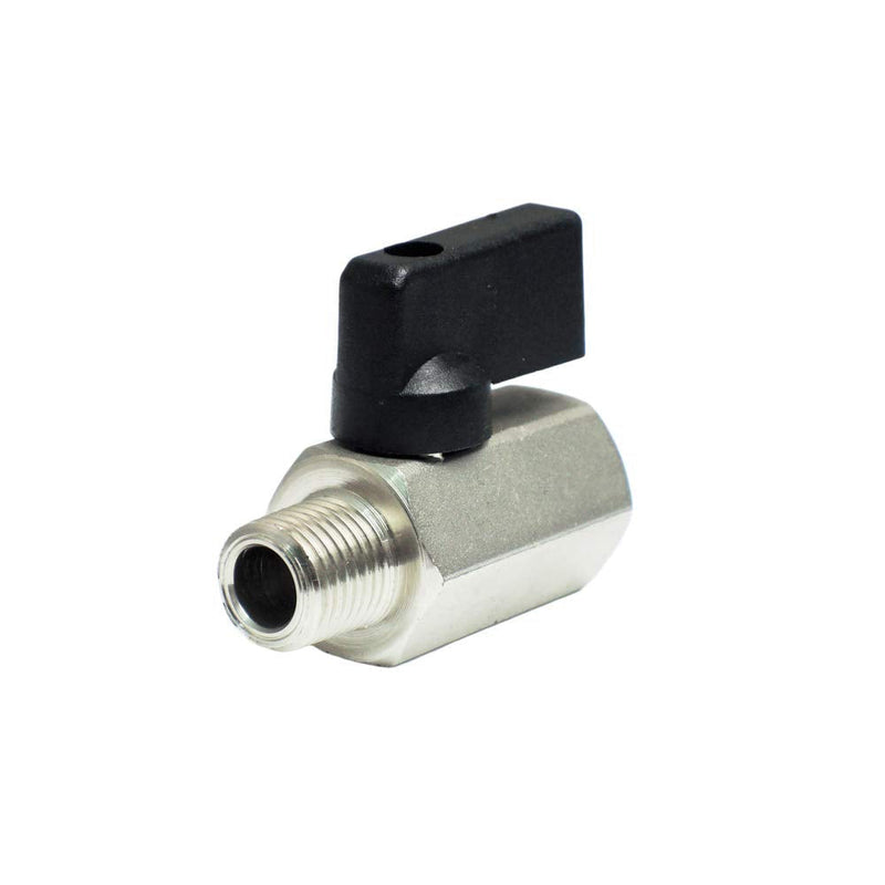 [Australia - AusPower] - Nigo Industrial Co. Forged Brass Mini Ball Valve, Nickel Plated, 1/4 Turn Operation Handle, 1/4" NPT Male x 1/4"NPT Female 