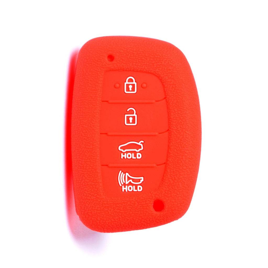 [Australia - AusPower] - Velsman 4-Buttons Smart Key FOB Silicone Case Cover Protector Holder Jacket Compatible with Hyundai Elantra Sonata Tucson I40 IX35 I45 - with Wrist Strap (Red) Red 