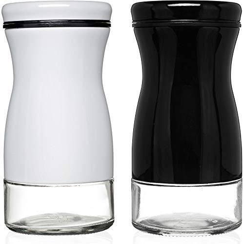 [Australia - AusPower] - CHEFVANTAGE Salt and Pepper Shakers Set with Adjustable Pour Holes - Black and White 