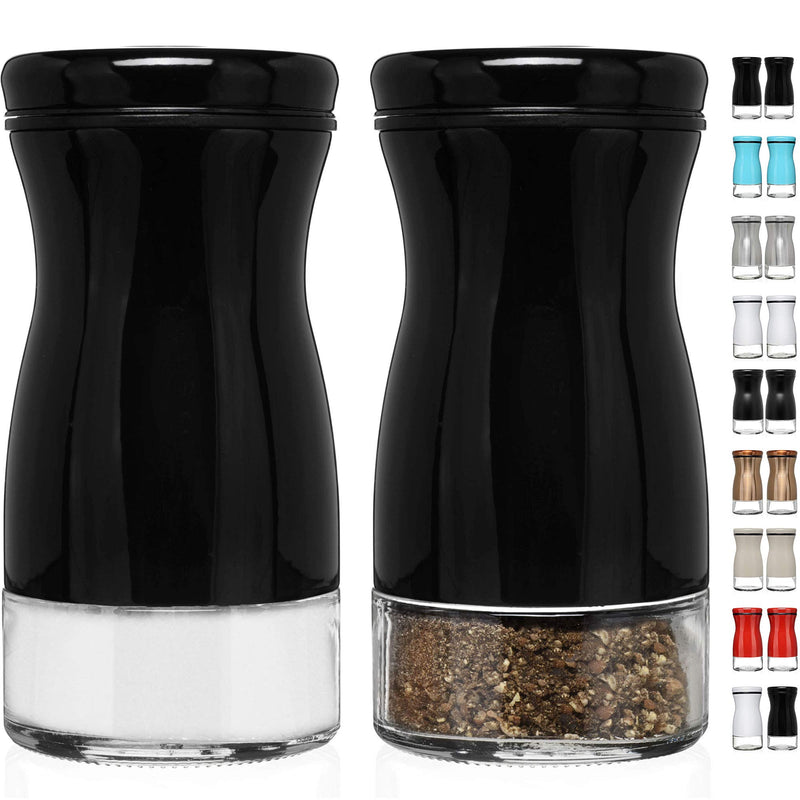 [Australia - AusPower] - CHEFVANTAGE Salt and Pepper Shakers Set with Adjustable Pour Holes - Black 
