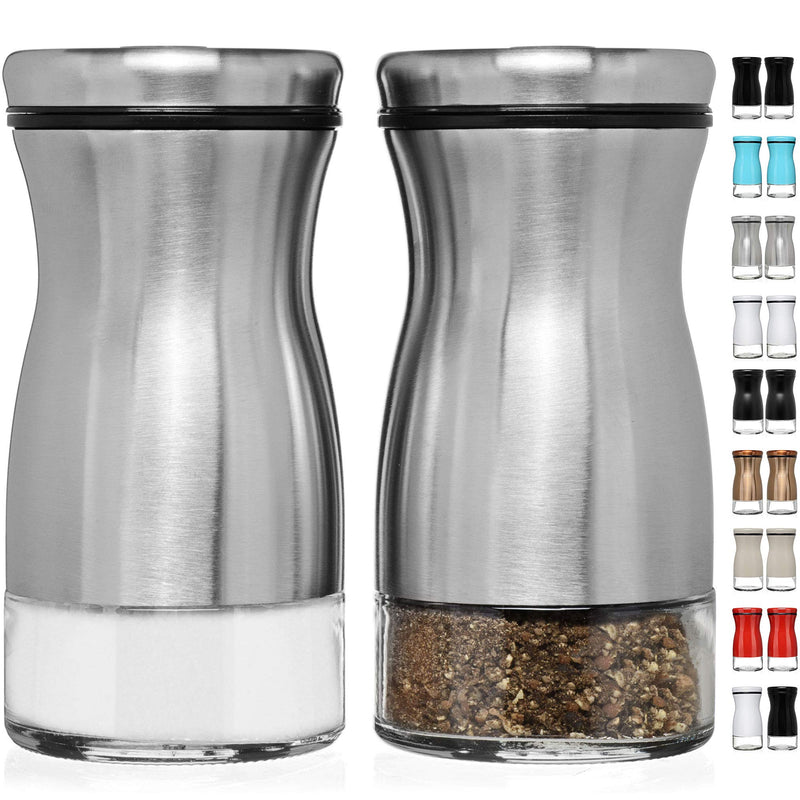 [Australia - AusPower] - CHEFVANTAGE Salt and Pepper Shakers Set with Adjustable Pour Holes - Stainless Steel 