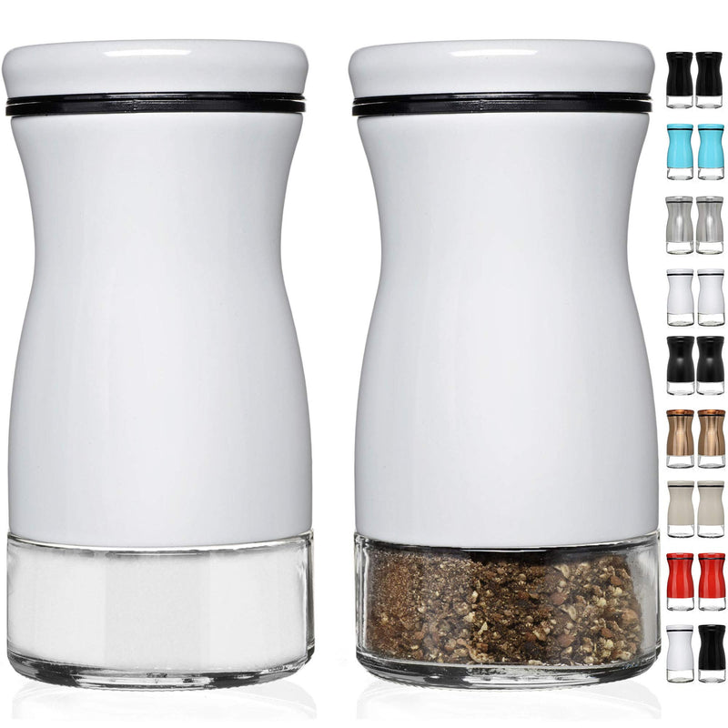 [Australia - AusPower] - CHEFVANTAGE Salt and Pepper Shakers Set with Adjustable Pour Holes - White 