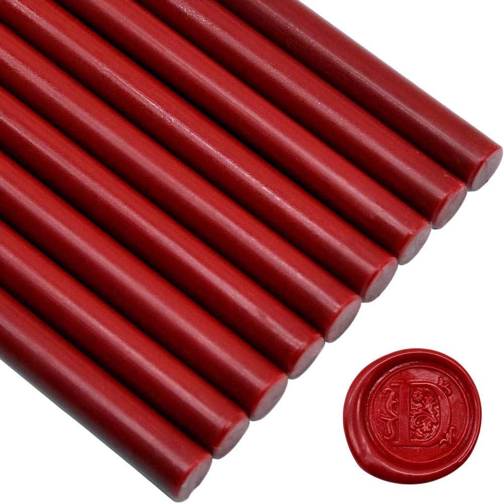 [Australia - AusPower] - Matte Dark Red Flexible Glue Gun Sealing Wax Sticks Wax Seal Rod for Sealing Wine Bottle - 12 Sticks 10mm(D) 